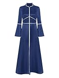 iiniim Womens Church Clergy Robe Gown Preachers Flared Sleeves Maxi Dress Priest Costume Pulpit Robes Navy Blue 4X-Large