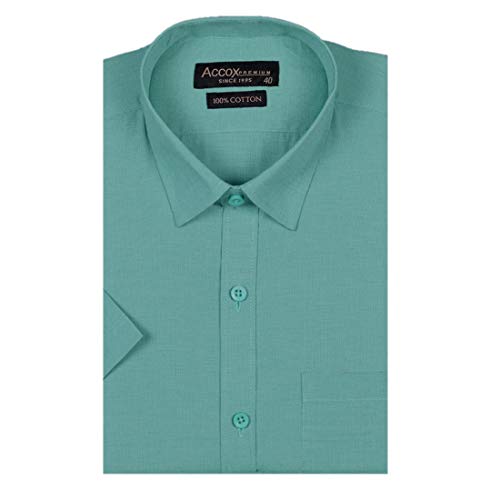 ACCOX Men's Half Sleeves Formal Regular Fit Cotton Plain Shirt(Gr...