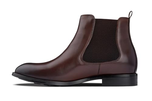 Image of CALTO Men's Invisible Height Increasing Elevator Shoes - Premium Leather Slip-on Chelsea Boots - 2.8 Inches Taller