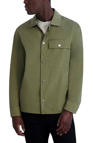 Karl Lagerfeld Paris Men's Chest Pocket Lt Weight Jacket, Olive2