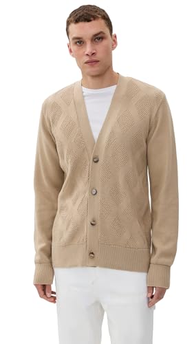 Officine Generale Men's Miles Cotton Tonal Argyle Cardigan
