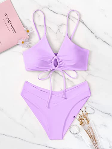 Image of Meetall Women's High Cut String Triangle Bikini Set Swimsuits Sexy Bathing Suits 2 Piece