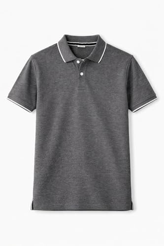 Image of Hangout Hub | Mens Cotton Polo T-Shirt | 270 GSM Premium | Solid Regular Fit | Collared Neck | Half Sleeve | Smart Casual Office Wear | Classic Polo Tee | Elephant Grey
