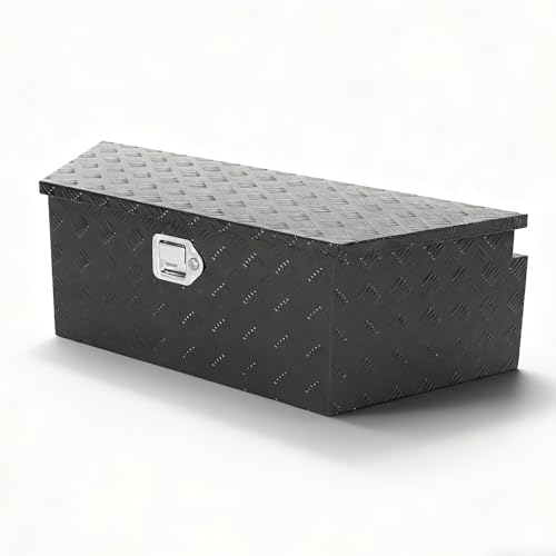 Weetron 39 inch Trailer Tongue Box Aluminum Trailer Tool Box for Storage Trailer Box w/Lock and Keys Heavy Duty Waterproof Black Box - 39 X 15 X 12 inch