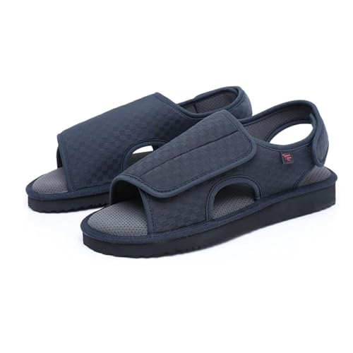 Zapatos para Diabeticos Pies Hinchados Hombre Verano Sandalias, Zapatillas para DiabéTicos de Verano para Salir Hombre, Zapatos Ortopedicos para Diabeticos Puntera Abierta Gancho y Bucle (azul, 40.5)