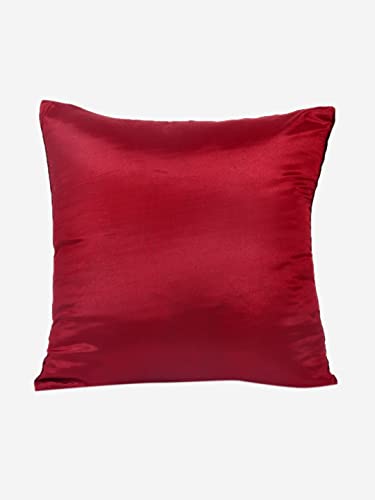Image of Decoghar | Wine Handmade Sofa Cushion Covers | Golden Zari Leaf Embroidered Square Throw Pillow Cushion Cover | 16 X 16 Inch | Pack of 5