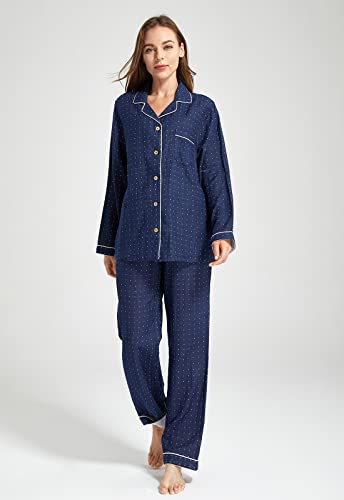 Image of Womens Muslin Pajama Set 100% Cotton Double Gauze Linen Like | Breathable Soft Comfort Button Up Loungewear Sleepwear PJ Set