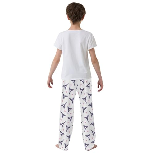 ZZXXB Eiffel Towers Boys Long Pants Soft Trousers Elastic Waist Kids Lounge Bottoms with Pockets S-XL3