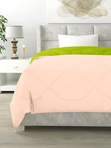 Image of Clasiko Reversible Single Bed Comforter; 60x90 Inches; 200GSM; Material - Cotton; Reversible; Color - Peach & Green; Pack of 1;