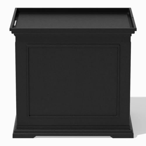 Image of Veradek Brixton Tray Table - 2-in-1 Outdoor Side Table with Storage and Tray for Patio /Porch | Durable All-Weather Resistant | Classic & Functional