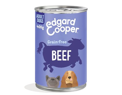 Edgard & Cooper Cibo umido per cani, Adulti, (Manzo, 400g x 6), umido cani, carne fresca e ingredienti naturali, senza cereali, ipoallergenico, senza zuccheri aggiunti