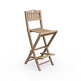 ✅ OPTISCHES HIGHLIGHT - Barhocker zusammenklappbar mit Rückenlehne - Tresenstuhl Bistrohocker Barstuhl Holzhocker für draußen als Terrassenmöbel, auf dem Balkon oder im Partyraum