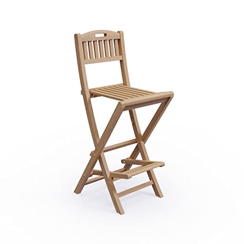 KMH Teak Barhocker klappbar mit Rückenlehne Bar Stuhl aus Teakholz...