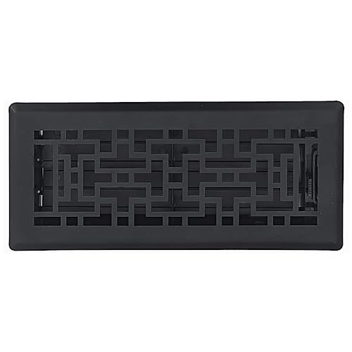 Sierra Grates 4' x 12' Oriental Design Floor Register in Cast Iron Black Finish - Vent Covers for Home Floor- Decorative Air Vent Covers- Floor Register 4” x 12” (Duct Opening)