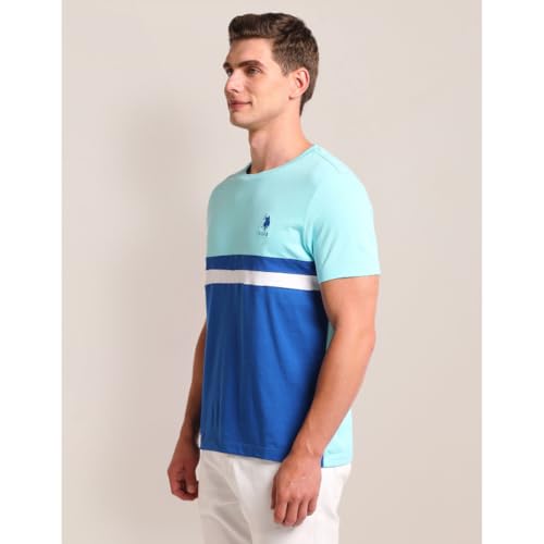 Image of U.S. Polo ASSN. Knitted Slim Fit Cotton T-Shirts for Men - Breathable & Comfortable, Half Sleeves Mens Casual T Shirts