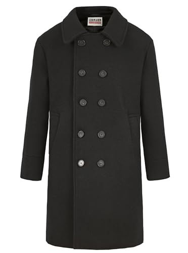 WULFUL Boys Double Breasted Wool Trench Coat Winter Pea Coat - Main Image