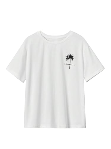 Image of SOLY HUX Boy's Graphic Tees Palm Tree Print Short Sleeve Crew Neck Summer Trendy T-Shirts Clothes for Teen Boys