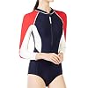 Rashguard met lange mouwen voor dames | Athletic Rash Guard Surf-zwempak met rits,Afslankend badpak voor dames UPF 50…
