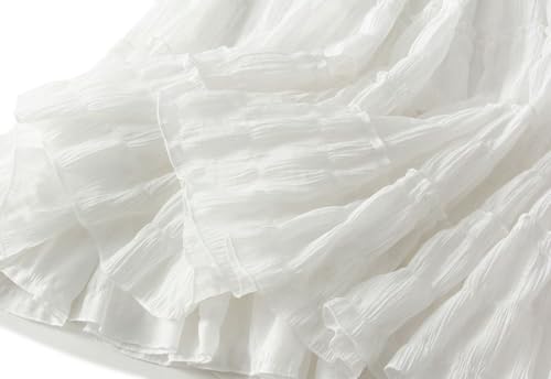 Womens A-Line Pleated Skirt Elastic High Waist Midi Skirts Trendy Casual Flowy Skirt for Prom Party Beach Vacation4