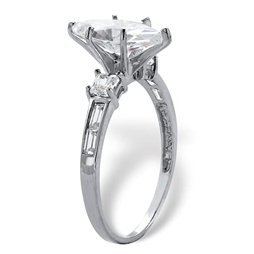 Palm Beach Jewelry 10K White Gold Marquise Cut Cubic Zirconia Engagement Ring2