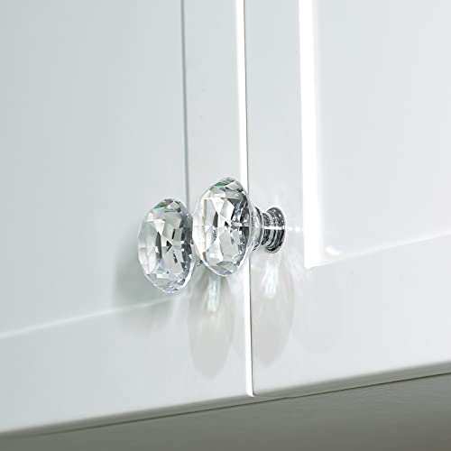 FURNIWARE Pack of 12 Crystal Drawer Knobs, 42 mm Diamond Cut Crystal Glass with Screws in 3 Different Lengths - Image 2