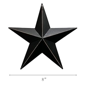 Tgarice dimensional metal antique barn star rustic country primitive wall decor3d barn star indoor outdoor 4th july wall decoration8 inch black  urban country home decor