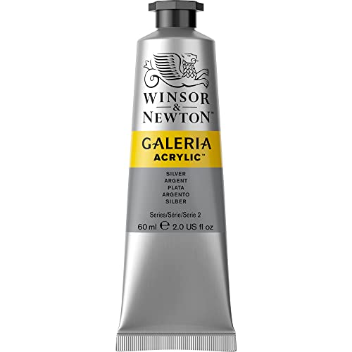 Image of Winsor & Newton Galeria Acrylic Colour - Tube of 60 ML - Silver (617) - Highly Pigmented Lightfast Artists' Acrylic Paints for Canvas, Wood, Fabric & Paper - More Colours Available