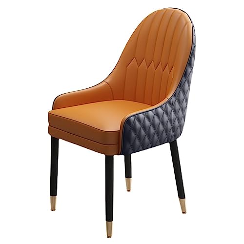 MEHWSUR Modern Dining Chairs Upholstered Faux Leather Accent Chairs with Solid Wood Legs,Vanity Lounge Chairs Armchair Desk Chair Thick Sponge Seat for Living Room (Color : Orange)