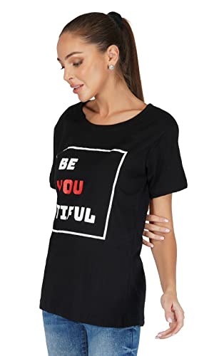 Image of ANGAR Womens Printed Cotton T - Shirt Casual Short Sleeves Tees