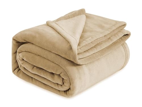 Image of VAS COLLECTIONS Premium Plush Double Blanket | 300 GSM Lightweight Cozy Soft for Bed, Sofa, Couch, Travel & Camping| 220x230 cm or 86x90 inches Beige