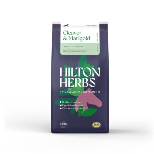 Hilton Herbs Cleavers & Marigold Natural Equine Supplement. 100% Natural Ingredients. Supports Lymphatic & Glandular Health. For Horses with Filled Legs Feathers or CPL-Prone. 750g