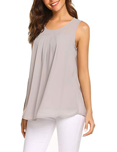 Parabler Damen Chiffontop Elegant Bluse Sommer Blusentop Ohne Ärmel Shirt...