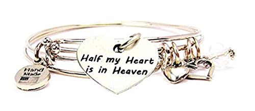 Chubby Chico Charms 2 Piece Set Half My Heart is in Heaven White Bangle Bracelet Collection