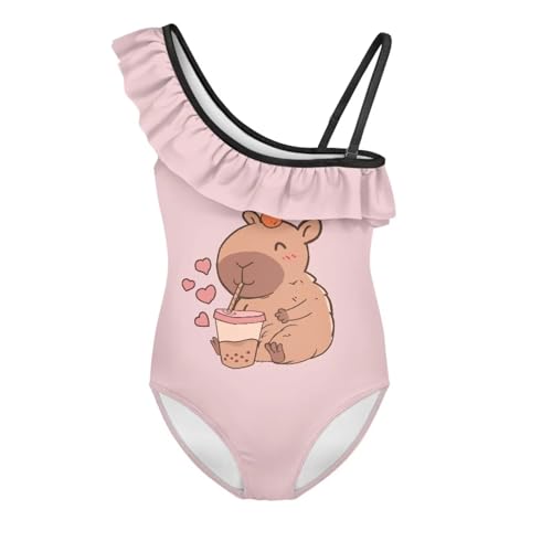 Image of Girls Swimsuit One Piece Ruffle Swimsuit Non-Slip Straps UPF 50+ for Girls Size 3-14 Years