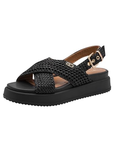 Tamaris sandale femme à talon compensé noir 37 EU
