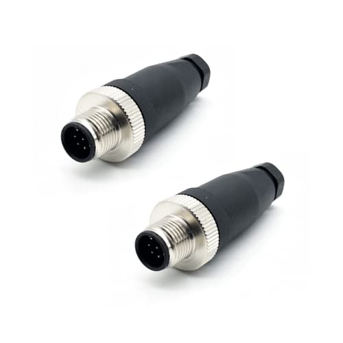 2 Conectores M12 de 8 Pines, Conectores Circulares codificados A, 8 Pines in situ, Conector roscado instalable de 12 mm, Conector de aviación Macho IP67 Conector Circular Industrial