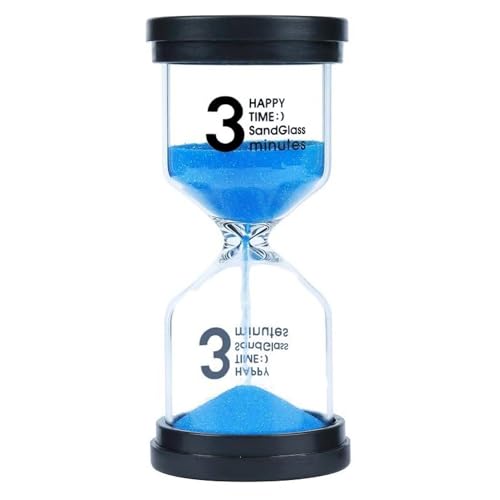 Veoley 3 Minutes Sand Timer Hourglass Sandglass Sand Clock for Games Classes Toothbrushing Workout - Blue