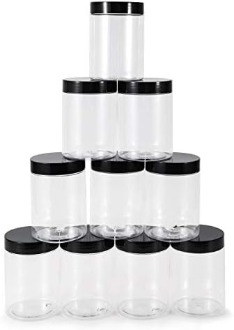 testyu Plastic Jars with Lids, 10 OZ Wide Mouth Jars with Airtight Lids, Clear Empty Slime Containers with Lids, Multipurpose Storage Jars for Home Kitchen Food Arts Crafts Cosmetic Sample - 10 Pack
