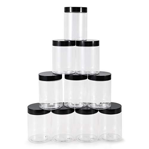 10 PCS Plastic Jars with Lids, 10 OZ Wide Mouth Jars with Airtight Lids, Clear Empty Slime Containers with Lids, Multipurpose Storage Jars for Home Kitchen Food Arts Crafts Cosmetic Sample