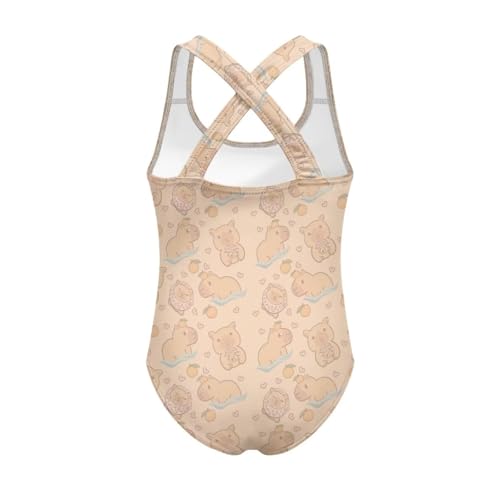 Image of Girls One Piece Swimsuits Summer Quick Dry Crewneck Beach Bathing Suit Cross Shoulder Strap Swimwear 5-14 Years
