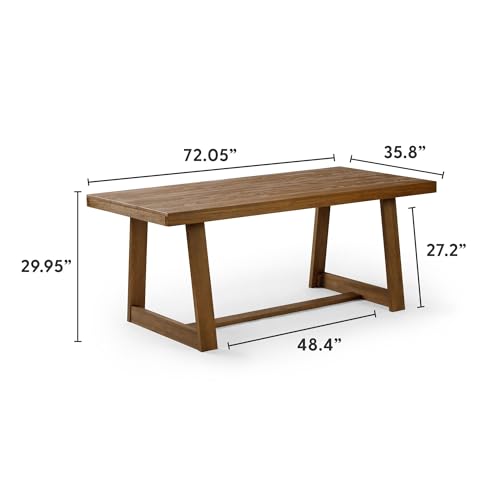 Plank+Beam 72 Inch Farmhouse Dining Table, Solid Wood Rustic Kitchen Table, Large Wooden Rectangular Dinner Table for Dining Room, Home Office, Living Room Furniture, Easy Assembly, Pecan Wirebrush - Image 3