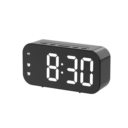 AHIOJEGX Despertador Reloj Despertador LED con Control de Voz, Reloj Digital electrónico enchufable, alarmas duales, Mesa Temperatura, Ajuste Brillo 12/24H para Dormitorio, Oficina, Viajes(Black)