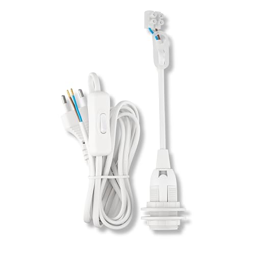 REV Lampenkabel Fassung E14 Schalter und Stecker 2A max. 60W. Kabel: 2m weiss