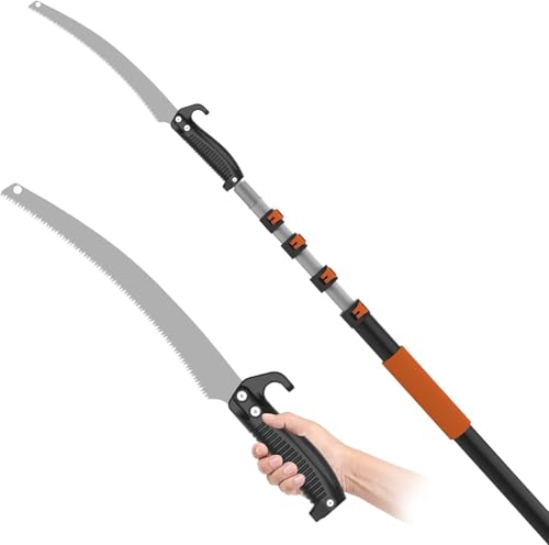 SISUPASSIE 26FT Reach Pole Saw for Tree Trimming, Telescoping Tree Pruner Extendable with 5-20FT Extension Pole, Manual Saw for Garden, Patios, Yard