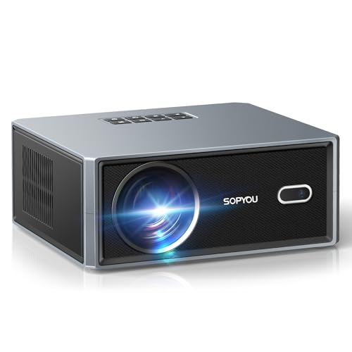 [Electric Focus/Auto Keystone] Projector with WiFi and Bluetooth, Native 1080P 4K Support Outdoor Movie Projectors Max 450' Display, SOPYOU Home Theater Projector for iOS/Android/TV Stick