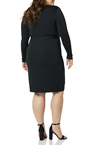 Image of Amazon Essentials Women's Long Sleeve Classic Wrap Dress, V Neck, Pleated, Midweight Fabric (Available in Plus Size)