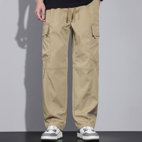 Men Multi-Pocket Micro Elastic Casual Pant Tether Closure Loose Straight Trouser Y2K Classic Baggy Long Sport Pants2