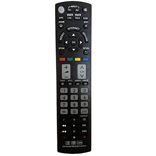 Télécommande Universelle TV Panasonic de Fonctionne avec Toutes Les télévisions Panasonic, avec Viera Link/HDTV/ 3D/ LCD/LED/APPS/Home Bouton - avec Manuel en Version Anglaise