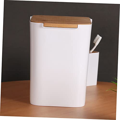 Caneca de Basura Rectangular Blanca con Tapa y Mecanismo de Presión miniatura 3