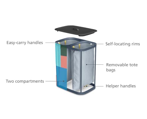 Joseph Joseph Tota 90 liter/23.8 gallon Laundry Hamper Separation Basket with lid, 2 Removable Washing Bags with Handles - Multicolor by Joseph Joseph - Image 4